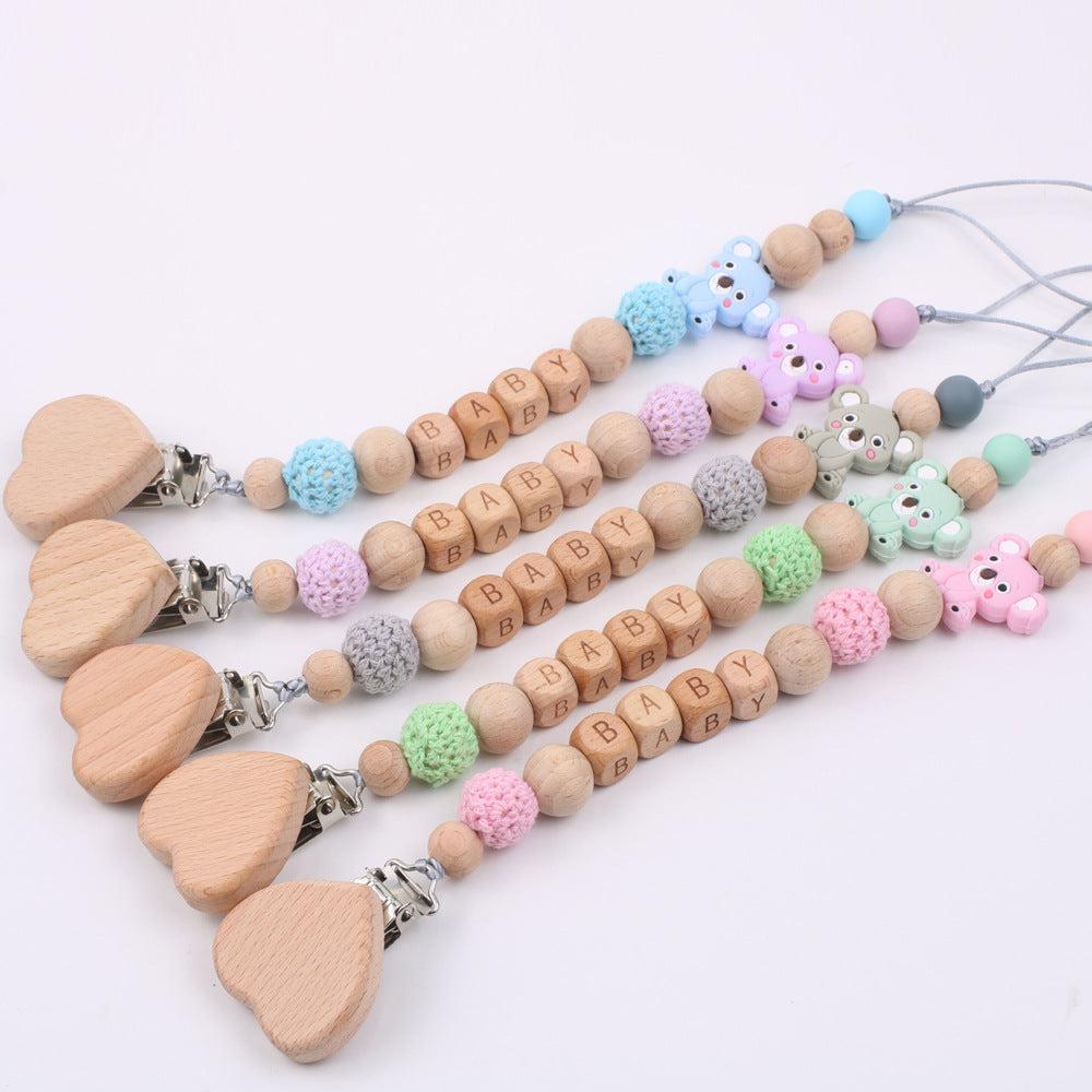 Baby Soothing Beech Wood Mouth Chain Clip - C&S Shopping Network