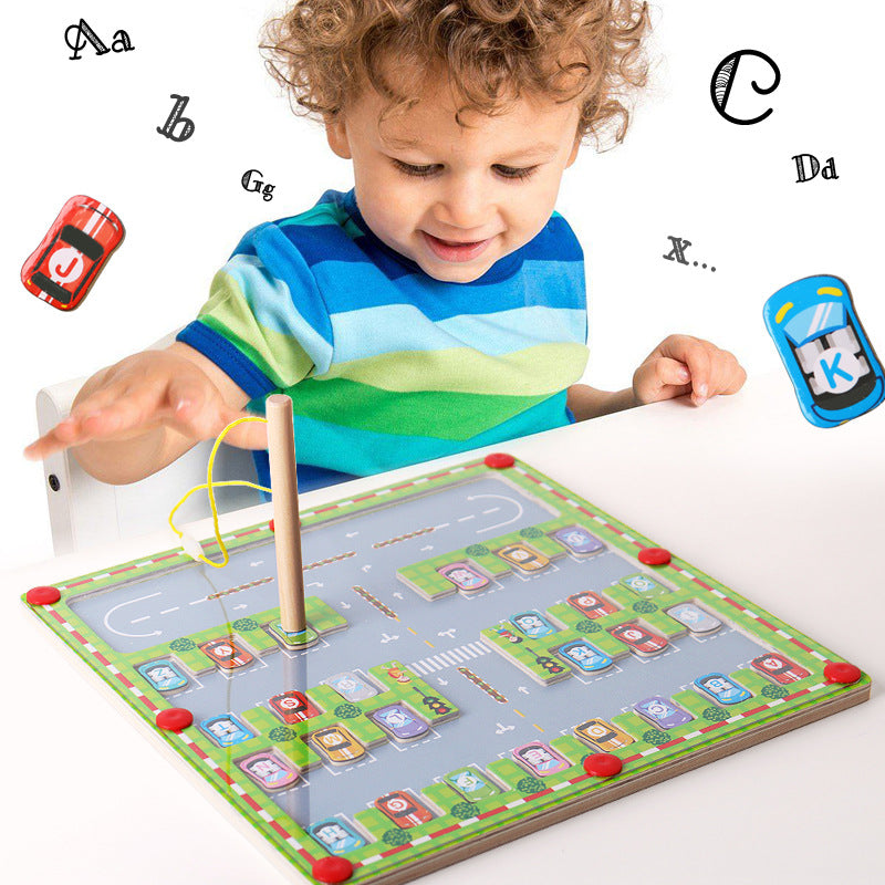 Wooden Magnetic Letter Matching Parking Maze Educational Toy - C&S Shopping Network