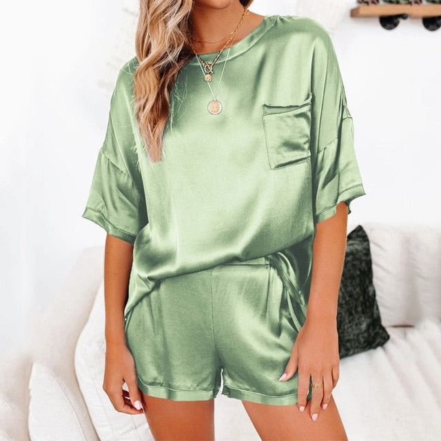 Summer Satin Pajamas Set Women - C&S Shopping Network