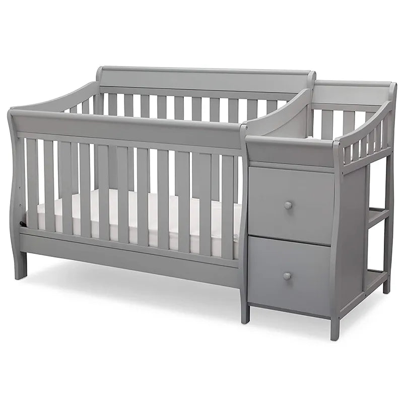 4 in 1 Pine Wood Baby Crib with Drawer & Changing Table - C&S Shopping Network