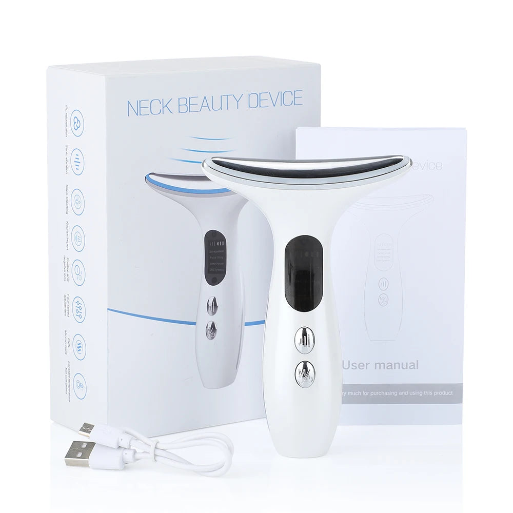 Neck Face Beauty LED Photon Therapy Skin Anti Wrinkle Massager Face Lifting Tool - C&S Shopping Network