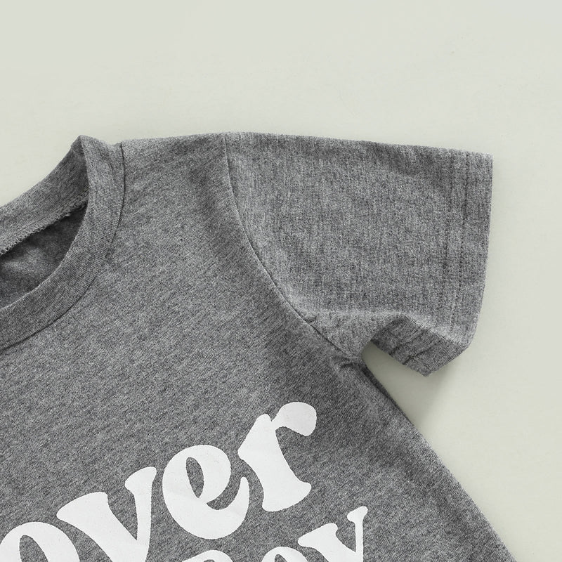 Baby Boy Short Sleeve Monogram Print T-shirt Gray Summer Clothing Set - C&S Shopping Network