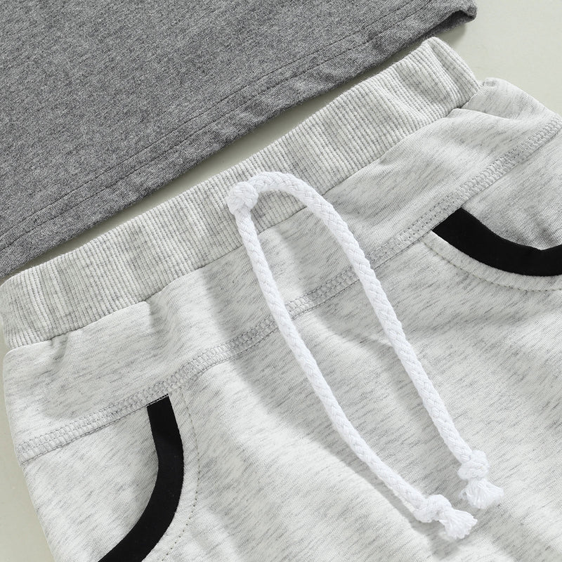 Baby Boy Short Sleeve Monogram Print T-shirt Gray Summer Clothing Set - C&S Shopping Network