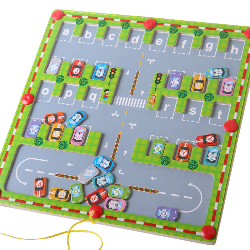 Wooden Magnetic Letter Matching Parking Maze Educational Toy - C&S Shopping Network