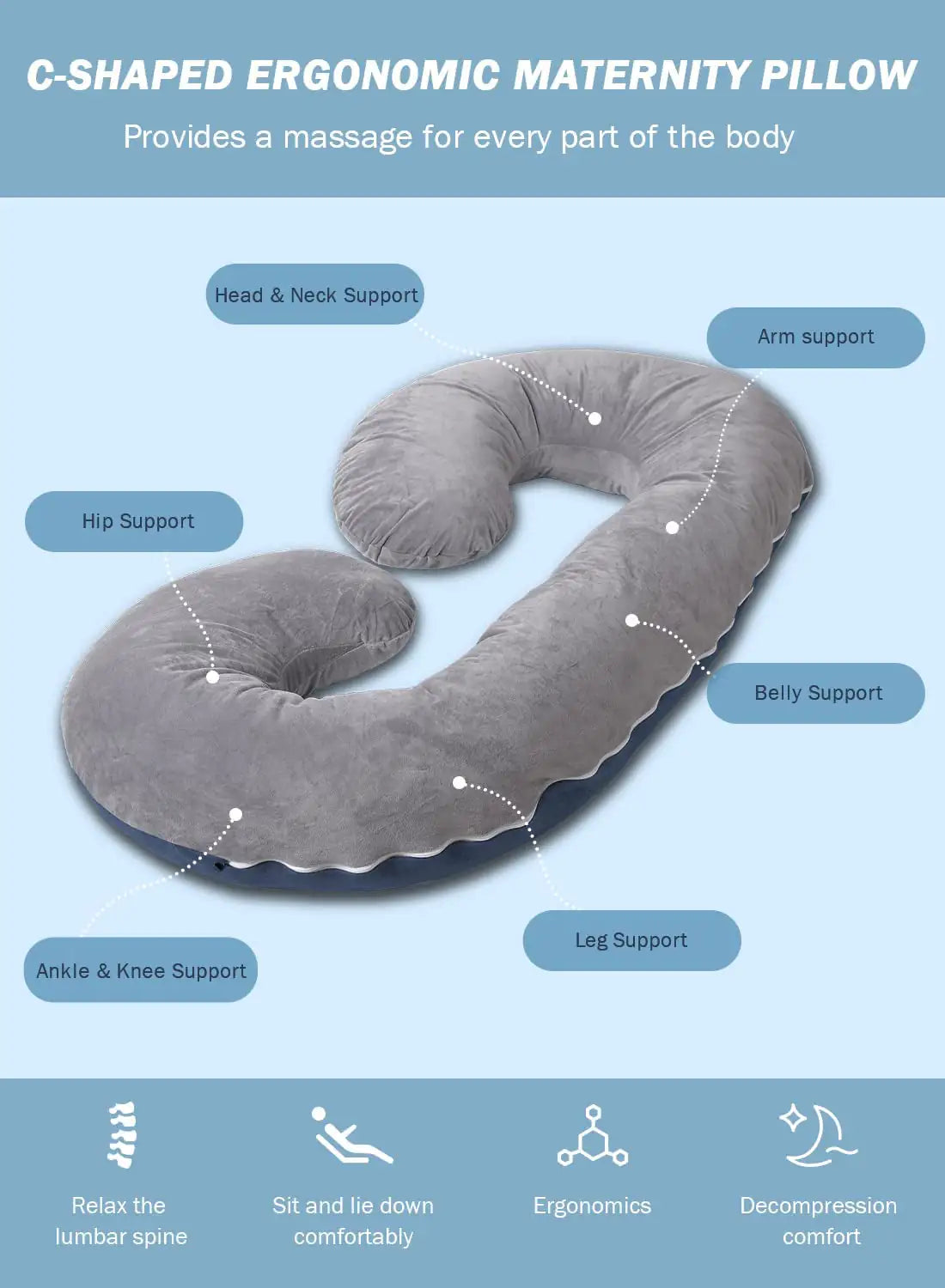 C-Shaped Body Pregnancy Pillow - C&S Shopping Network