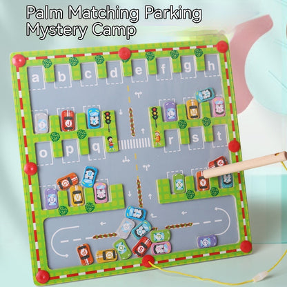 Wooden Magnetic Letter Matching Parking Maze Educational Toy